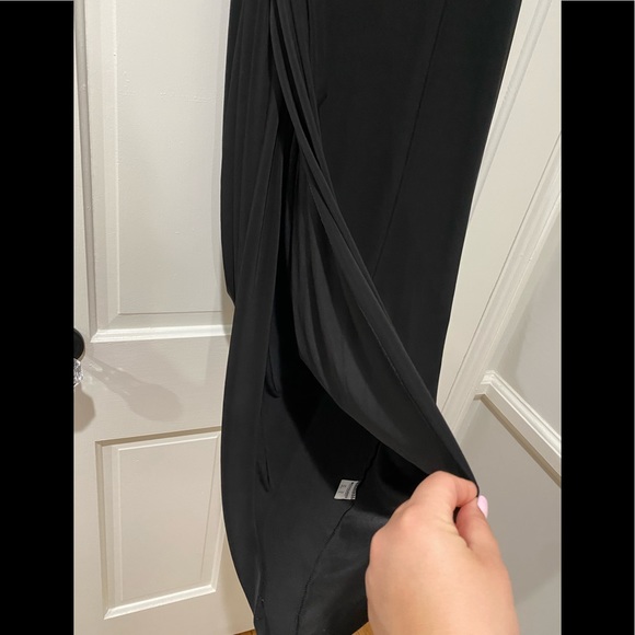 Misguided black side ruched asymmetrical midi dress L - Picture 4 of 9